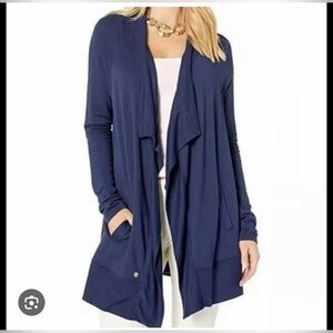 Lilly Pulitzer Carmela Luxletic Blue Open Wrap Cardigan XS